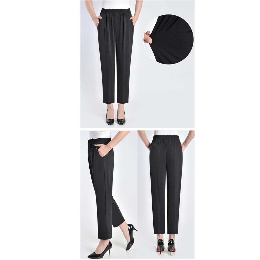 XL-8XL летние брюки для мам из ледяного шелка, брюки для пожилых женщин, свободные брюки для бабушки, большие