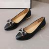 Single Leather Shoes Women's Casual Pointed Toe Spring and Autumn Shallow Mouth Low-heeled Thick-heeled Soft Leather Flat Women's Shoes