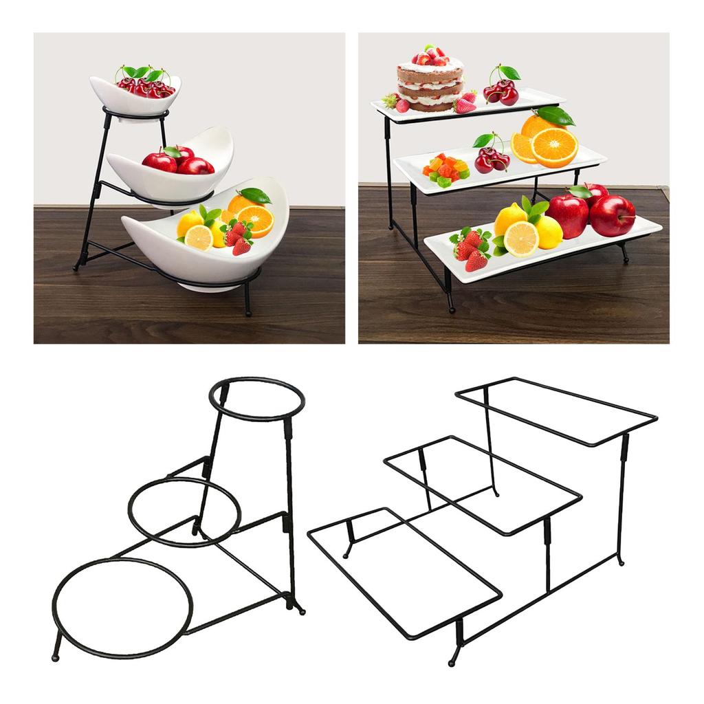 Подставка для тарелок, подставка для сервировочных подносов, 3-слойный органайзер, держатель для тарелок, металлическая подставка для десертного подноса, фруктовая тарелка
