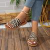 Пляжные тапочки большого размера для женщин, летний новый стиль с леопардовым принтом на носке, женские сандалии на мягкой подошве для внешнего ношения