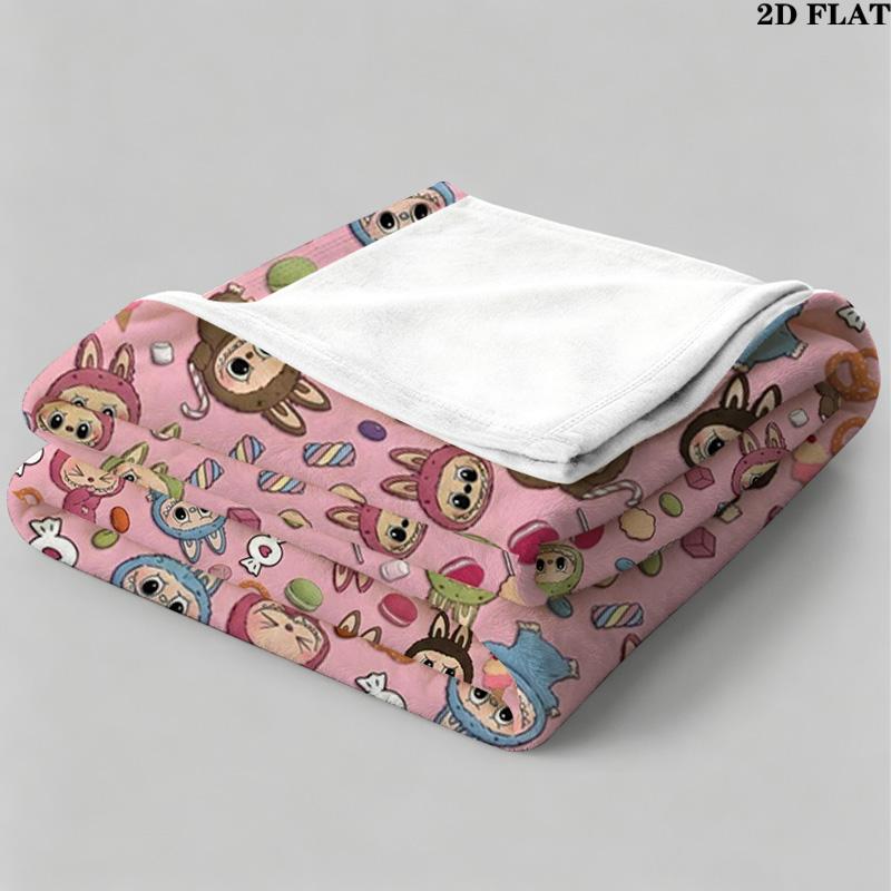 Kawaii Bubu Print Flannel Blanket High Quality Warm Comfortable Cover for All Seasons Perfect for Gifts Home Decor