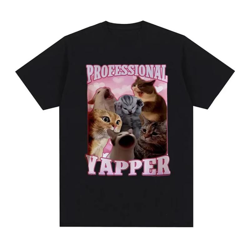 Save The EnvironUnisext Eat Plastic Cute Cat Graphic T Shirt Funny Unisex Women ONeck Clothing TshirtsCotton Oversized Tshirt