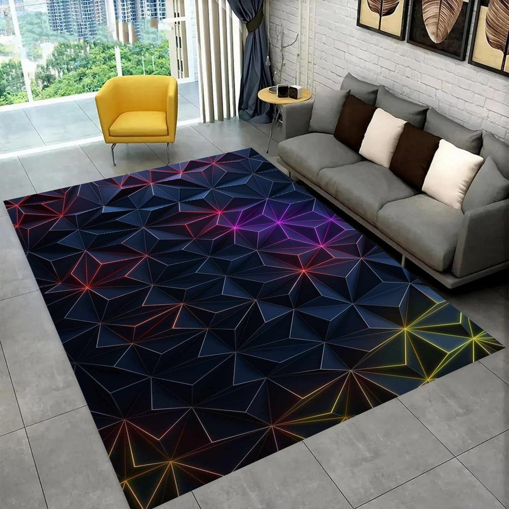 3D Visual Carpet Abstract Geometric Grid Living Room Decoration Carpet
