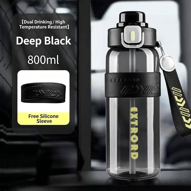 800/1200Ml Sports Water Bottle - High Temp Resistant, Leakproof, With Straw & Direct Drinking For Outdoor