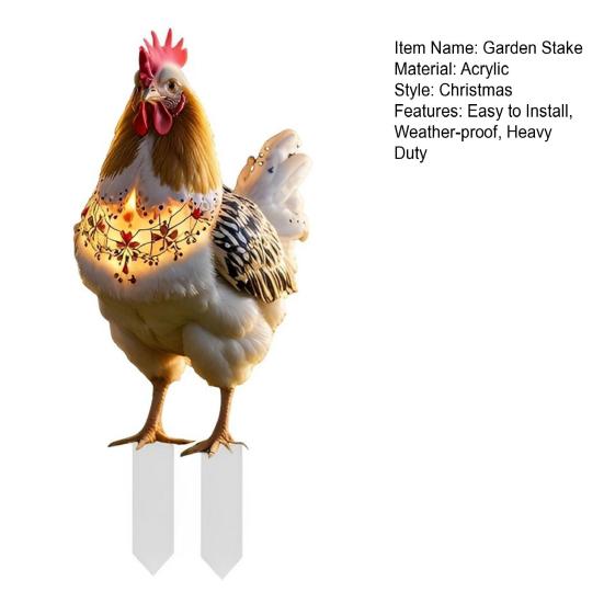 Рождественская цыпочка для сада, стойкая к погодным условиям, прочная акриловая, для улицы, патио, двора, газона, рождественская курица, пчела