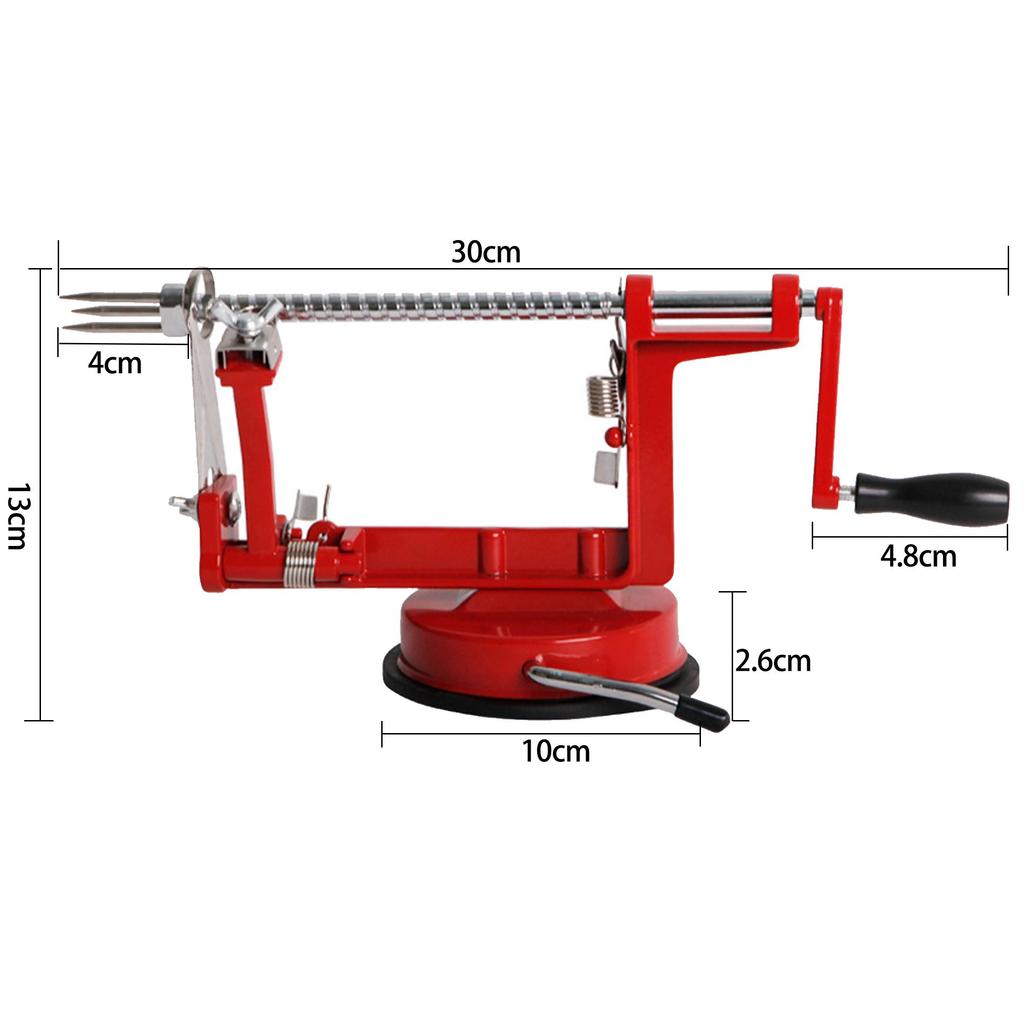 Овощечистка для яблок Corer, ручная овощечистка с лезвиями из нержавеющей стали и мощной присоской для яблок, груш, картофеля, красного цвета