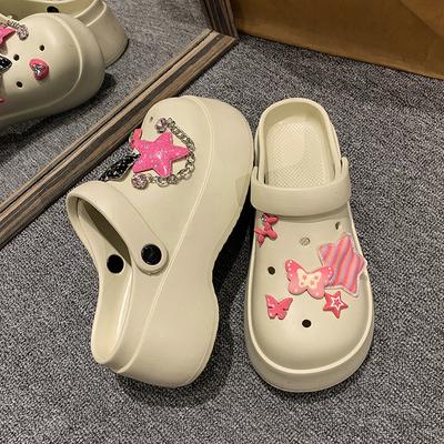 Летняя звезда цепочка модные и удобные приморские каникулы два способа ношения крутые шлепанцы женские облачные дырчатые туфли женские