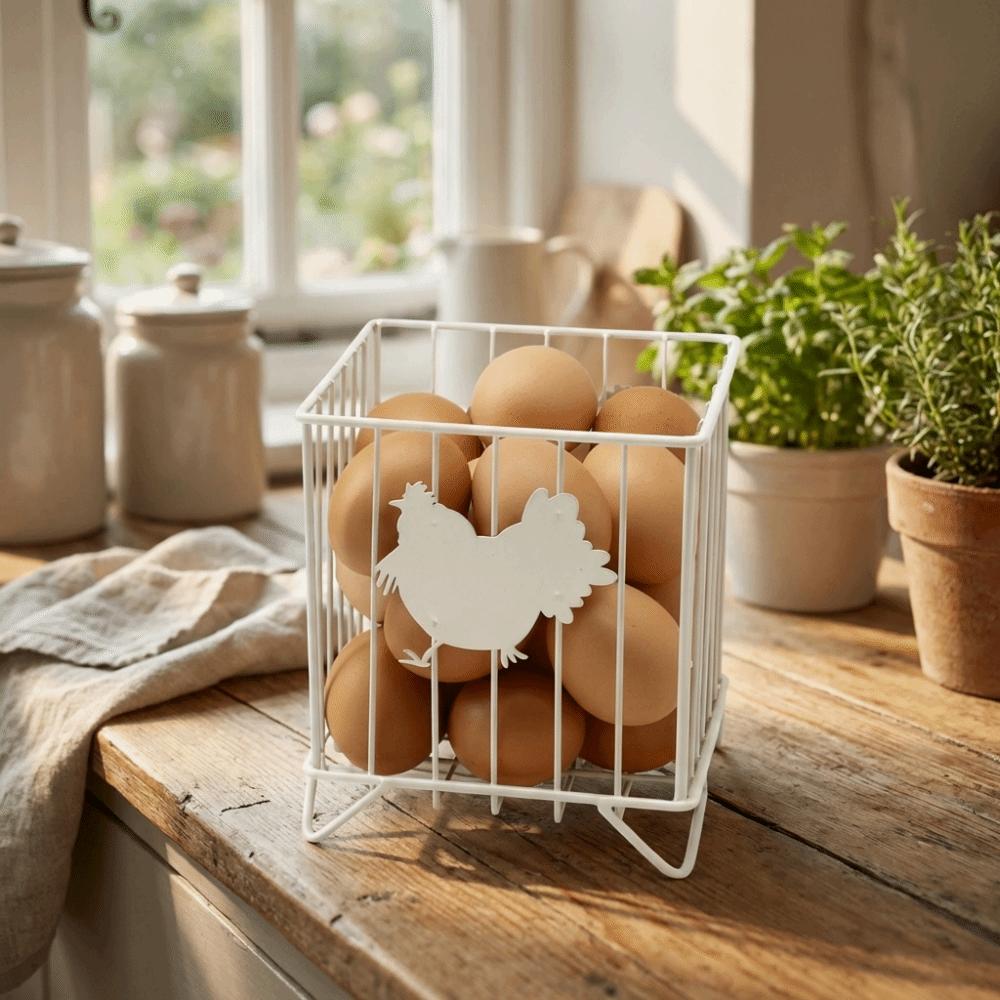 Rustic Egg Gathering Basket Sturdy Candy Storage Basket Hen Pattern Storage Basket Kitchen