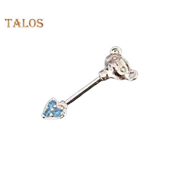 1 шт. Серьги-гвоздики в форме мультяшного медведя и сердца, блестящие кубические циркониевые серьги для хряща уха для клубных вечеринок, кольцо для носа без адреналина