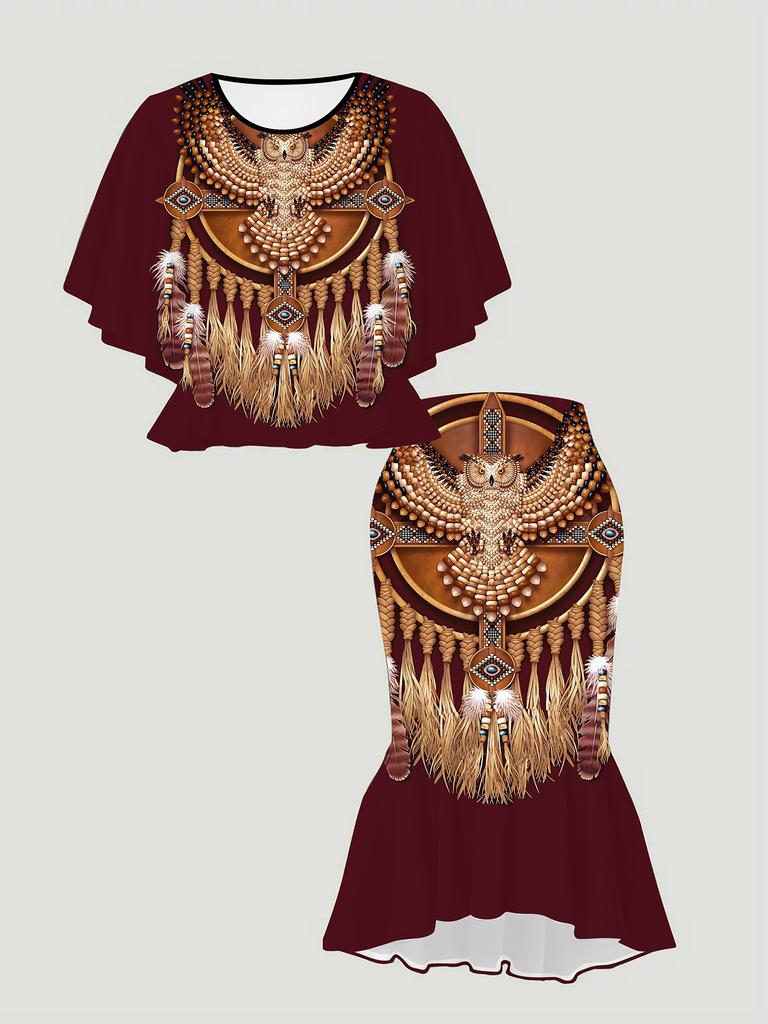 3D Printed Classical Totem Women's Print, Fashionable Large-sized, Elegant, Versatile for All Seasons. T-shirt, Skirt and Set