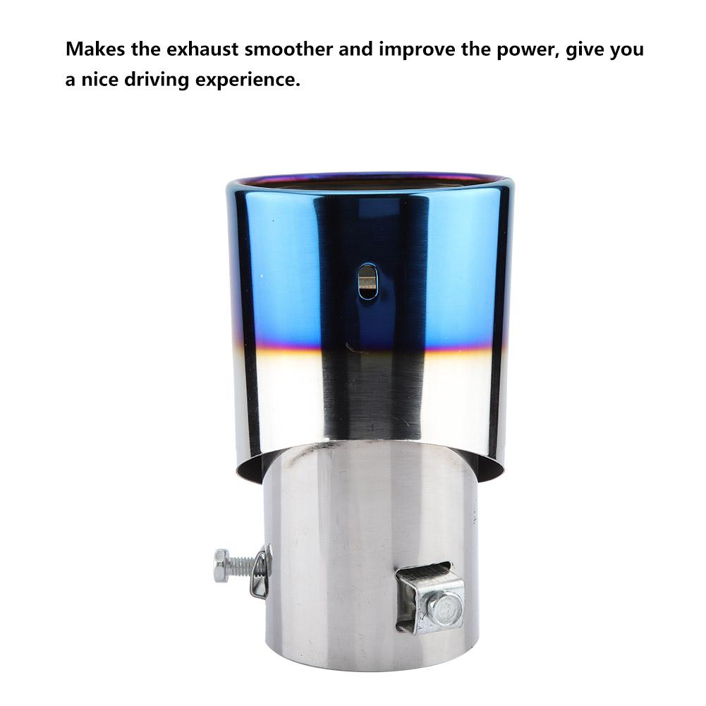 Chrome Blue Stainless Steel Universal Car Curved Exhaust Pipe Rear Muffler Tip Tail Throat