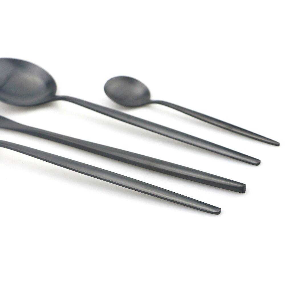 4 шт., черный набор столовых приборов, набор столовых приборов из нержавеющей стали 18/10, нож, вилка, десертная ложка, обеденная посуда, кухонное серебро, набор столовых приборов