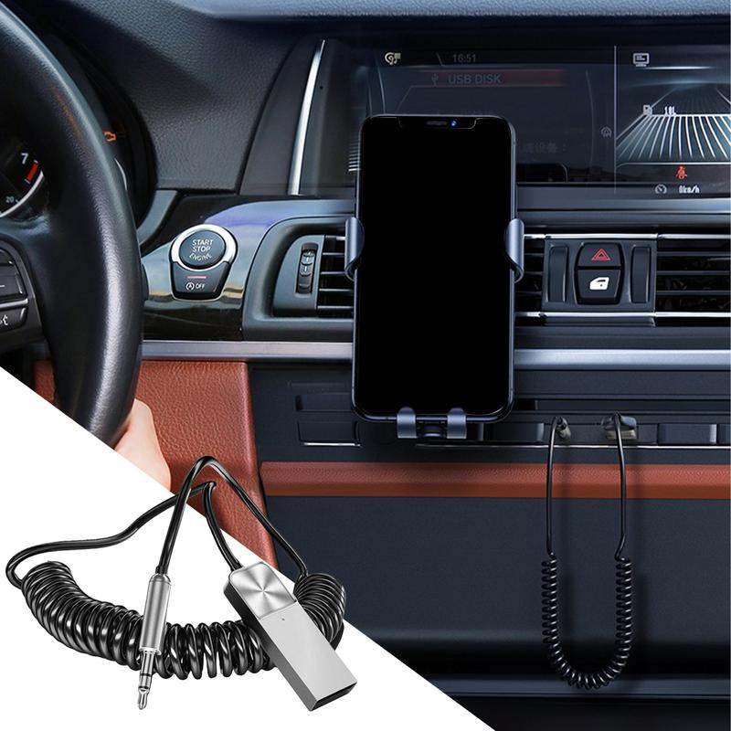 Беспроводной вспомогательный адаптер для автомобиля Автомобильный беспроводной радиопередатчик Громкая связь Музыкальный плеер Подключи и играй Звук Hi-Fi