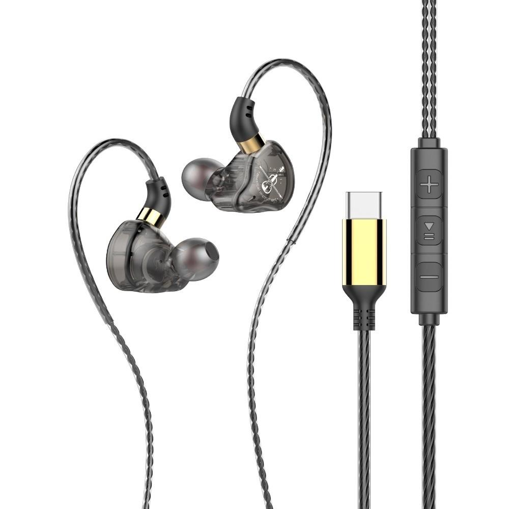Bass Stereo Type C Wired Earphone HiFi Wired Headset Handsfree Noice Cancelling Earbuds Music