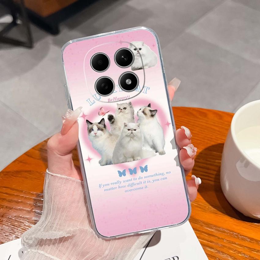 Подходит для Redmi Note 15 14 Pro 14S 15 15C A5 A1 Популярный Креативный Чехол для Телефона с Буквами и Узорами Прозрачный Силиконовый Нескользящий Чехол для Корпуса Redmi