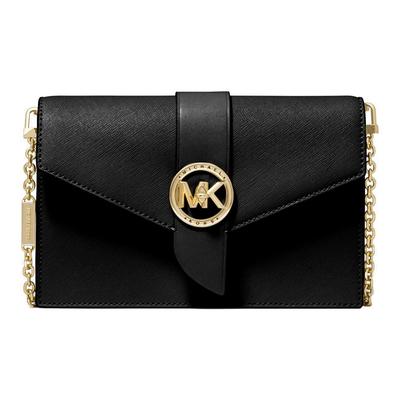 MK Шарм Буквенный Логотип Клапан Однотонный Цепь Коммутер Кожаная Сумка Через Плечо На Плечо Женские Сумки Черный 32S0G00C6L-001