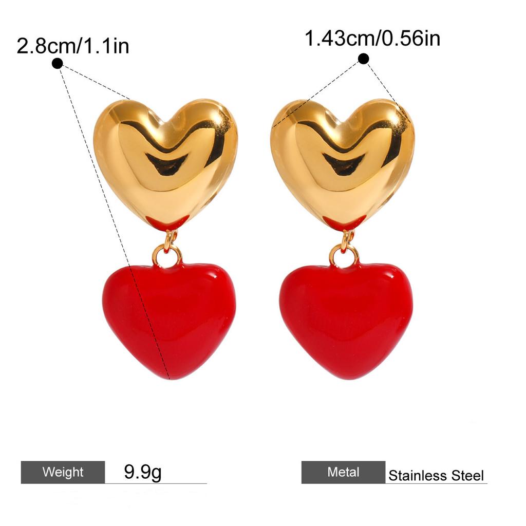 Серьги в форме сердца из нержавеющей стали на День святого Валентина | Комплект из 2 украшений для влюбленных пар | Гипоаллергенный романтический подарок для нее/него