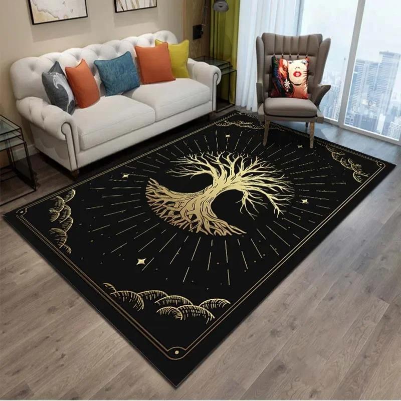 Disney Celestial Black Moon Star Sun Rugs for Living Room Witch Gothic Astrology Zodiac Carpet Floor Mat Rug for Bedr