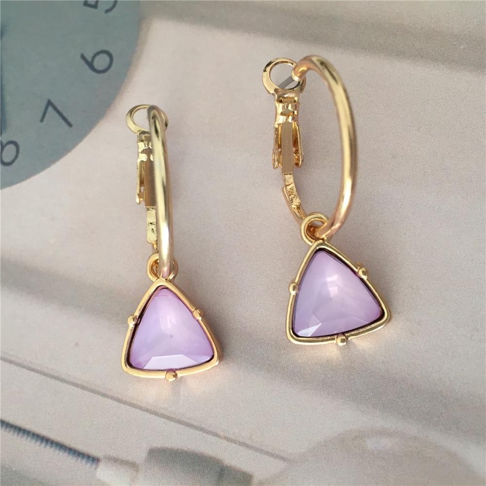 Корея Новая мода женские серьги-кольца с подвеской в виде кошачьего глаза и камнями-треугольниками маленькие простые темпераментные женские свадебные украшения