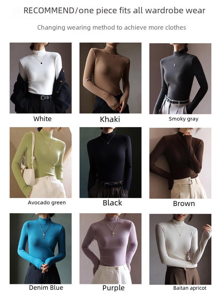 Рубашка из немецкого бархата с длинными рукавами и воротником средней высоты для женщин — идеально подходит для осени и зимы