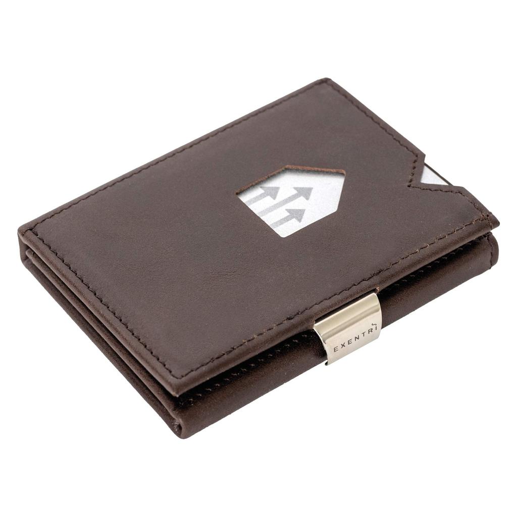 EXENTRI Eccentric Wallet EX022 Genuine Leather Trifold Wallet Mini Wallet RFID Blocking Compact Mini Wallet Cowhide Leather Small Wallet Men Women
