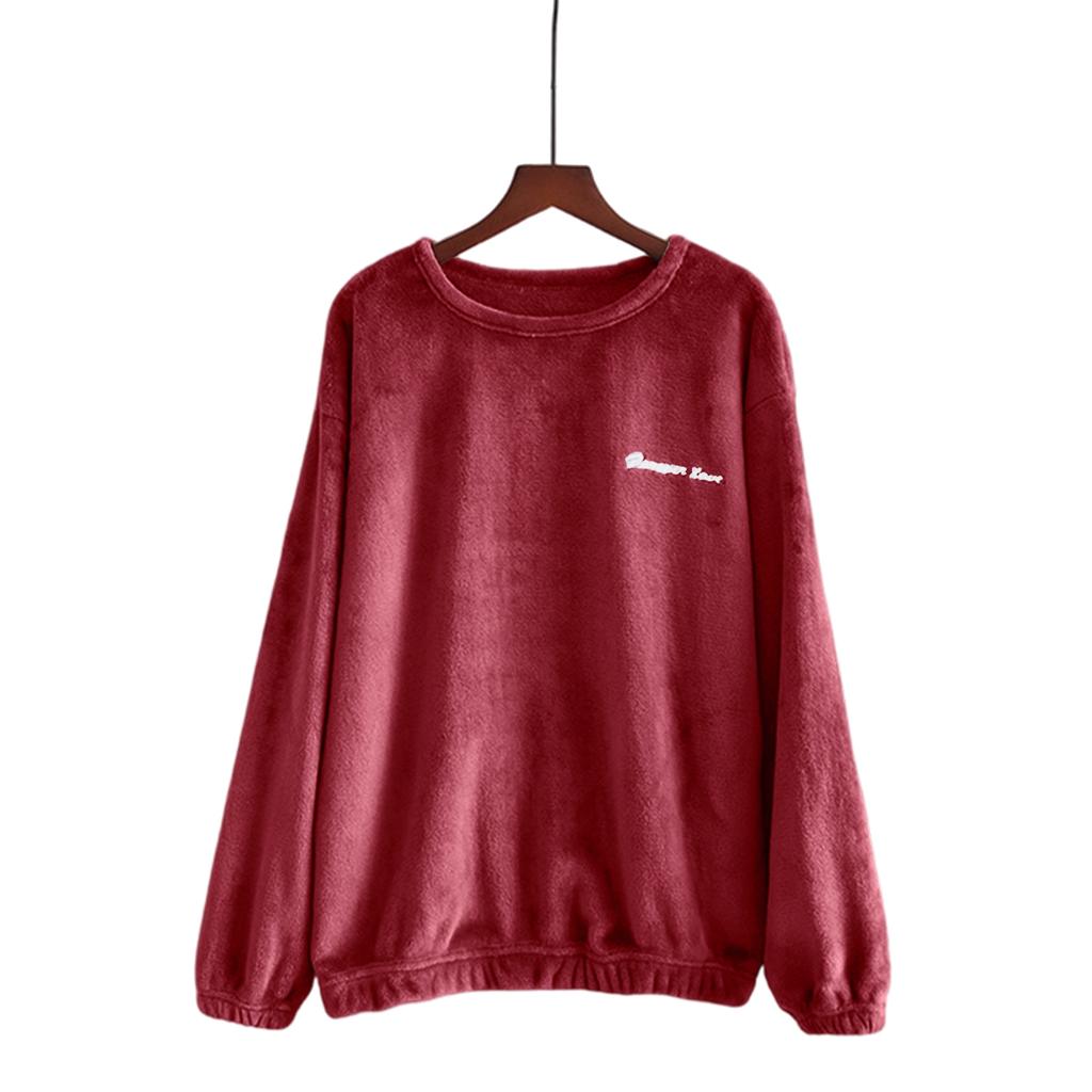 Women's Fashion Fleece Line And Thickened Pullover Long Sleeve Pajamas