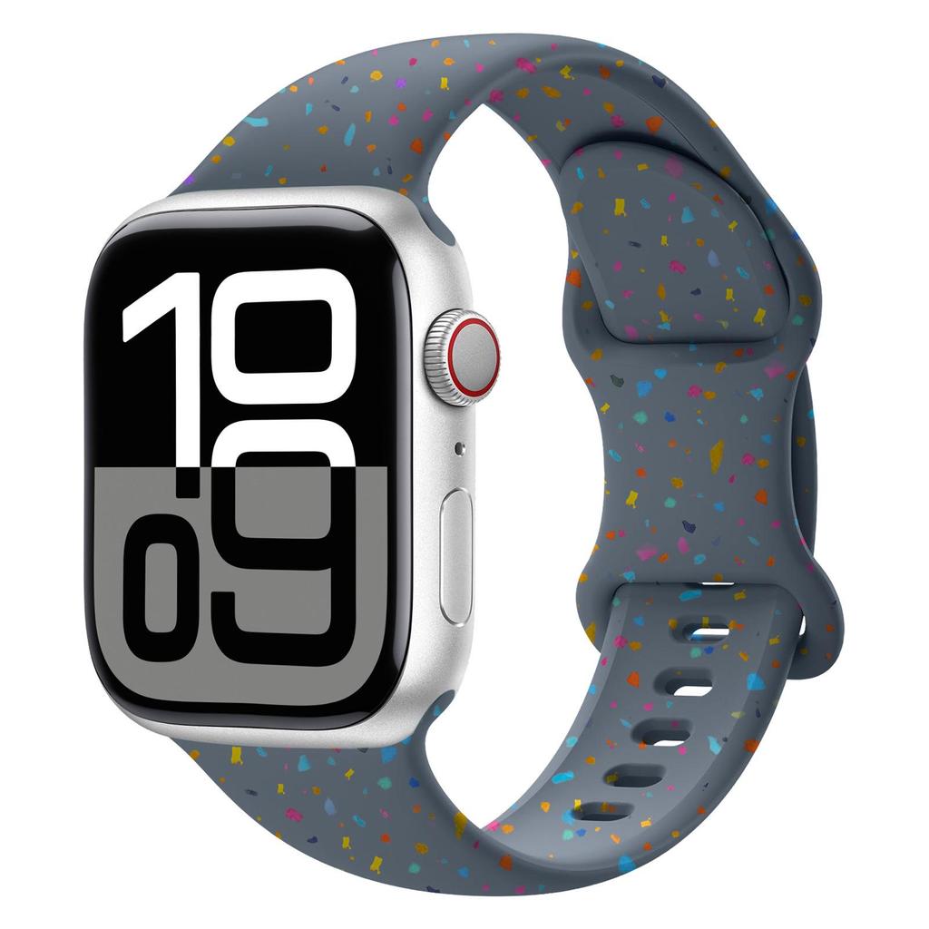 Ремешок для Apple Watch iWatch 9/S11/Ultra - Силиконовый с конфетти и пряжкой-бабочкой