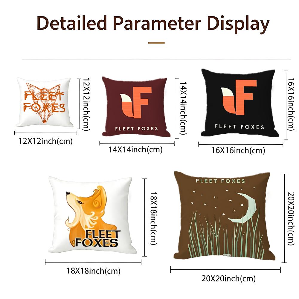 Indie Fleet Foxes Cushion Cover Cushion Cover Set 4Pcs 50X50 45X45 40X40 Pillowcase Decorative Sofa Home Decor