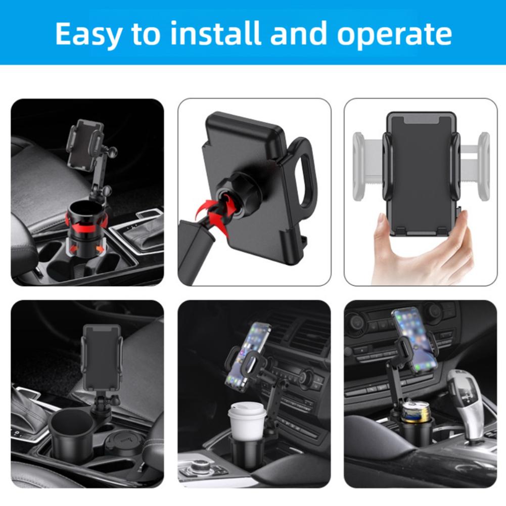 2 In 1 Car Phone Holder Cup Holder Adapter 360 Degree Adjustable Car Cup For Bottle Beverage Auto Interior Accessory