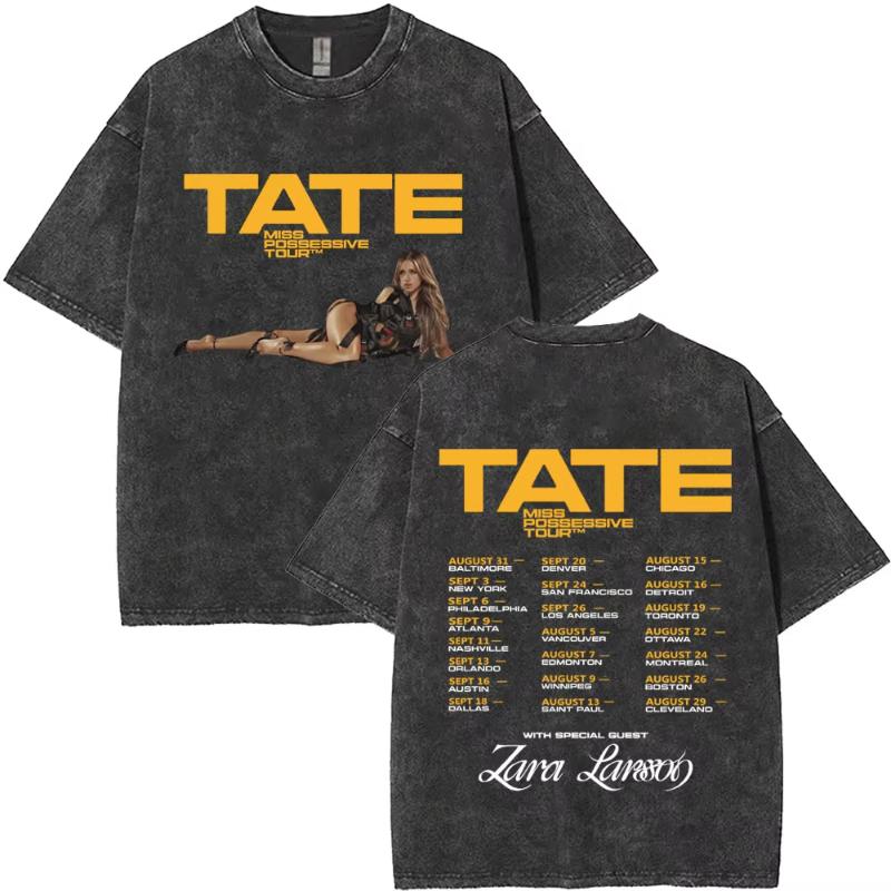 Washed Singer Tate Mcrae Album So Close To What Miss Possessive  World Tour T Shirts Unisex Women Fashion Oversized Tshirts