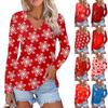 Женский повседневный модный сексуальный удобный рождественский принтованный топ с V-образным вырезом и длинными рукавами