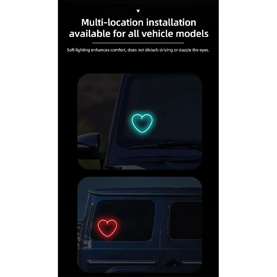 New Solar Atmosphere Light Heart-shaped Dynamic Gradient LED Fit Car Interior Ambient Light Decoration Accessory RGB Neon Lights 4