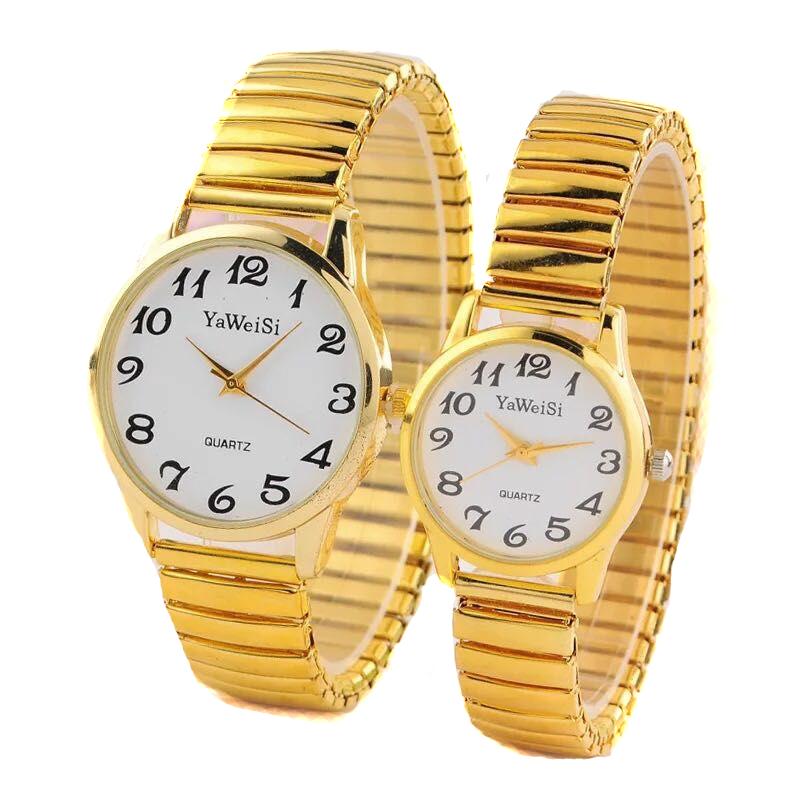 Women's And Men's Watch Comfortable, Extensive, On An Elastic Band, Golden Bracelet, Senior