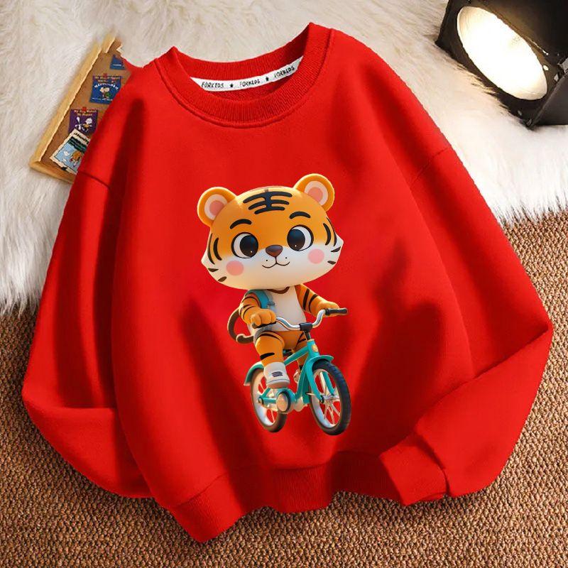 Милое худи с тигрёнком для детей, повседневный топ для мальчиков и девочек на весну и осень
