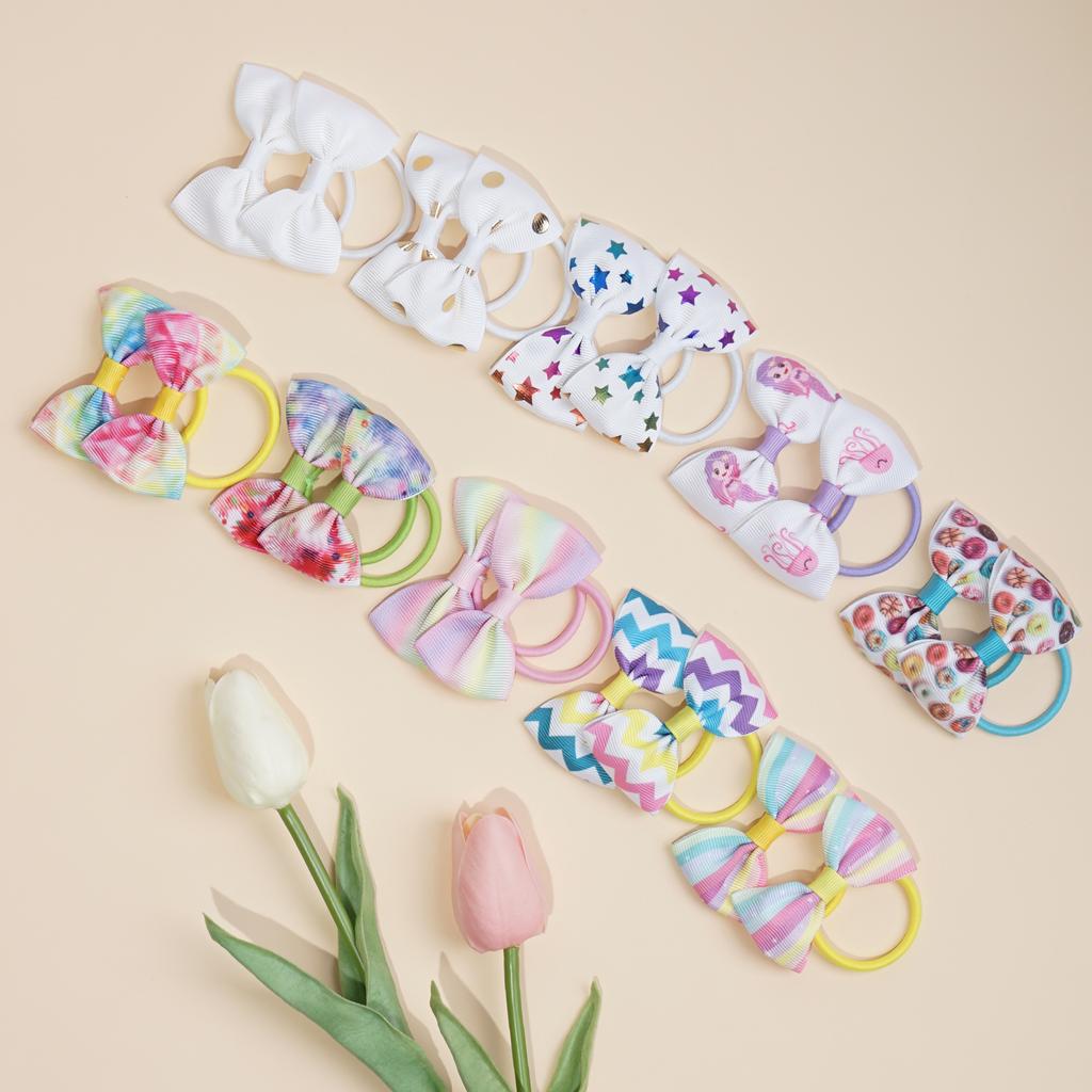 20 шт. милая красочная веревка для волос с узлом бабочки для маленькой девочки, эластичная коса в хвосте, детские аксессуары для волос для ежедневного использования