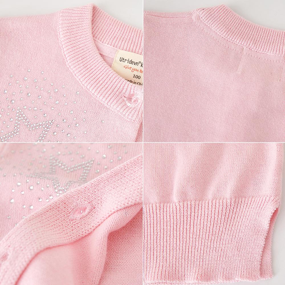 Новая детская одежда, подходящая юбка, пятиконечная звезда, горячие бриллианты, вязаный кардиган для девочек, куртка, детский свитер