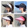 Casual Women Ladies Wide Brim Outdoor Breathable Visor Summer Sun Cap Beach Cap Empty Top Suncap