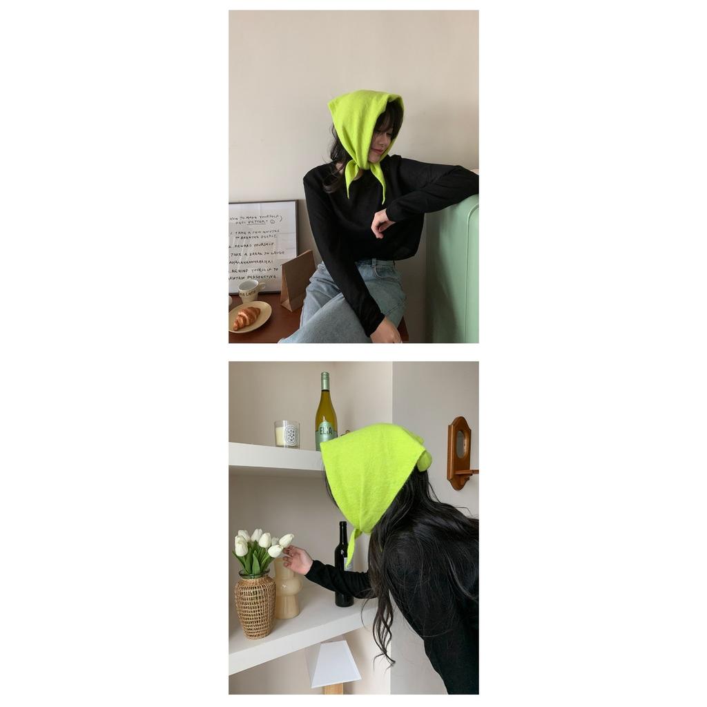 Шерстяной Темперамент, Треугольный Шарф против старения, Вязаная Маленькая Шаль для Женщин на Осень и Зиму, Универсальная Корейская Версия, Завязывается и Носится на Плечах