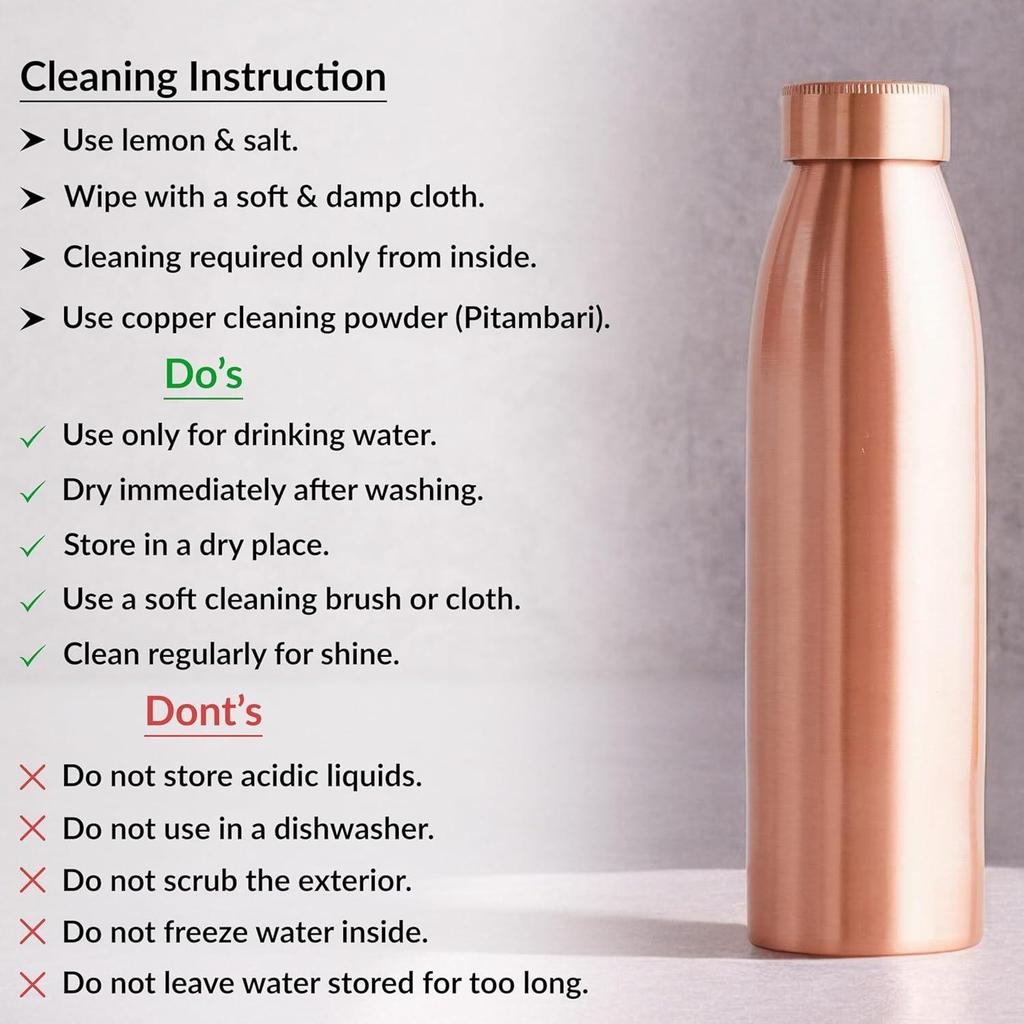 Pure Copper Seamless Doctor Bottle – 700 ML, Leak-Proof, Durable & Stylish Water Bottle, Perfect for Office, Gym, Home & Gifting
