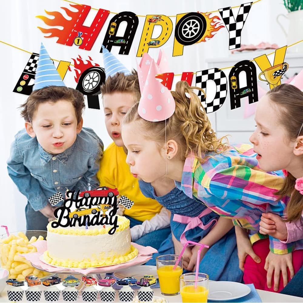 36 шт. украшения для вечеринки Hot Wheels включают баннер, топпер для торта, воздушные шары