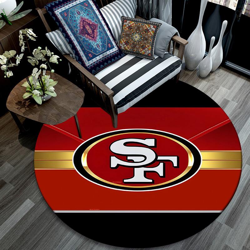 San Francisco 49ers2 Round Area Rug,Carpet Rug for Living Room Bedroom Sofa Playroom Decor,Non-slip Floor Mat