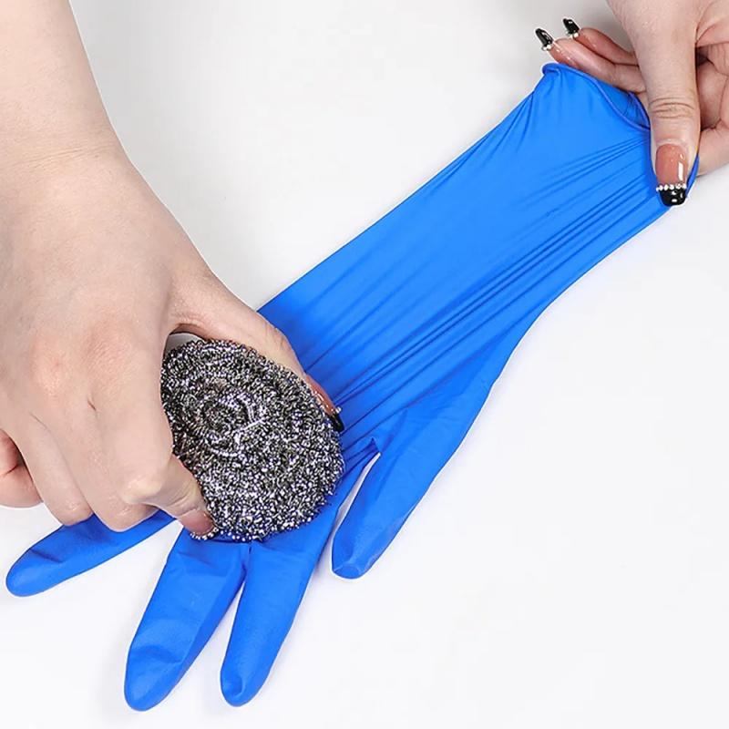 20/50/100 шт. Синие нитриловые перчатки Одноразовые бытовые перчатки для уборки кухни, приготовления пищи, мытья посуды, ухода за домашними животными Инструменты Без латекса