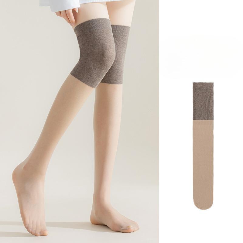Весенняя, осенняя и зимняя защита коленей, кондиционированные шелковые чулки, длинные чулки, шелковые чулки с переплетением, устойчивые к зацепкам, чулки выше колена