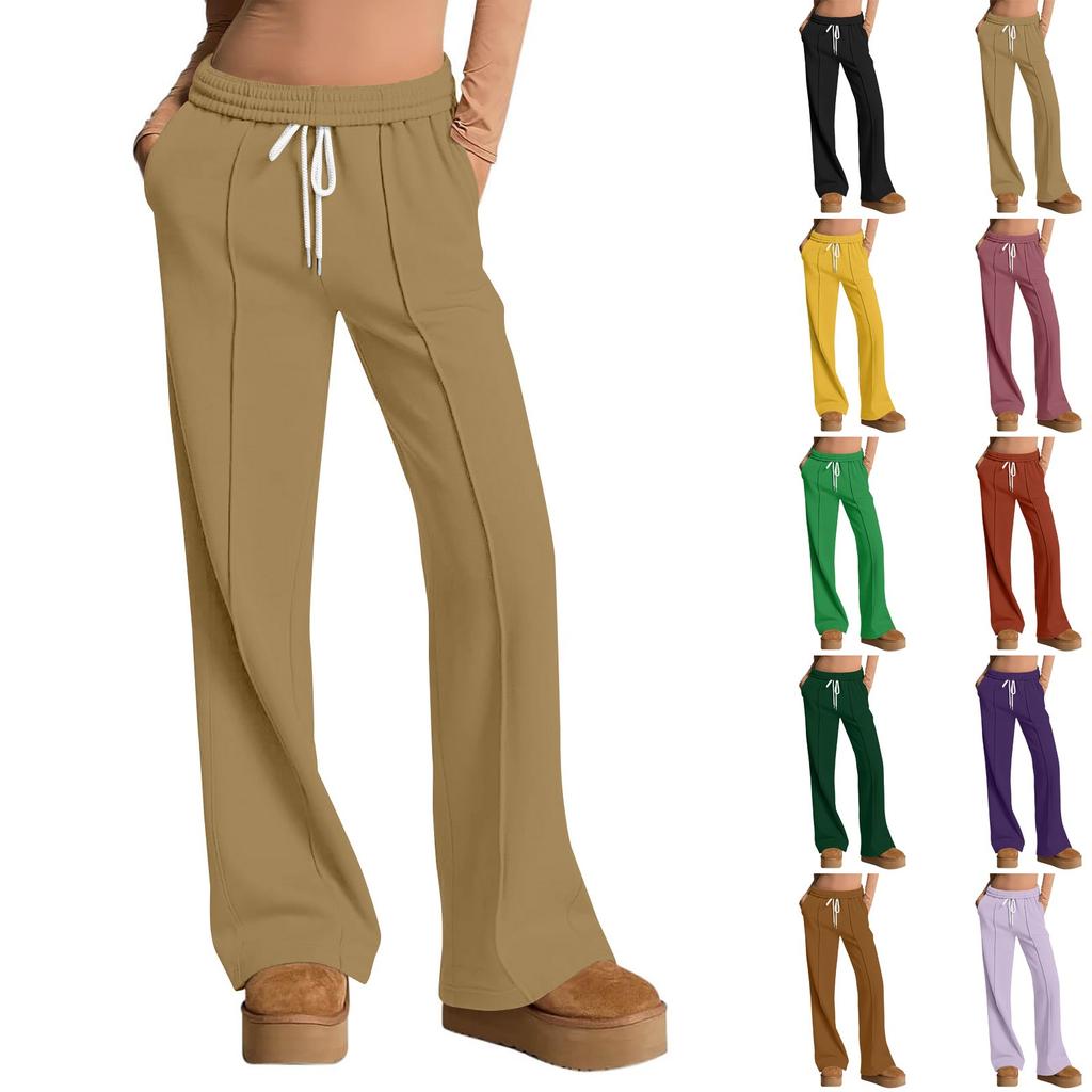Женские широкие спортивные штаны с высокой талией, мешковатые расклешенные брюки, спортивные штаны со шнурком, осенне-зимние спортивные штаны для тренировок