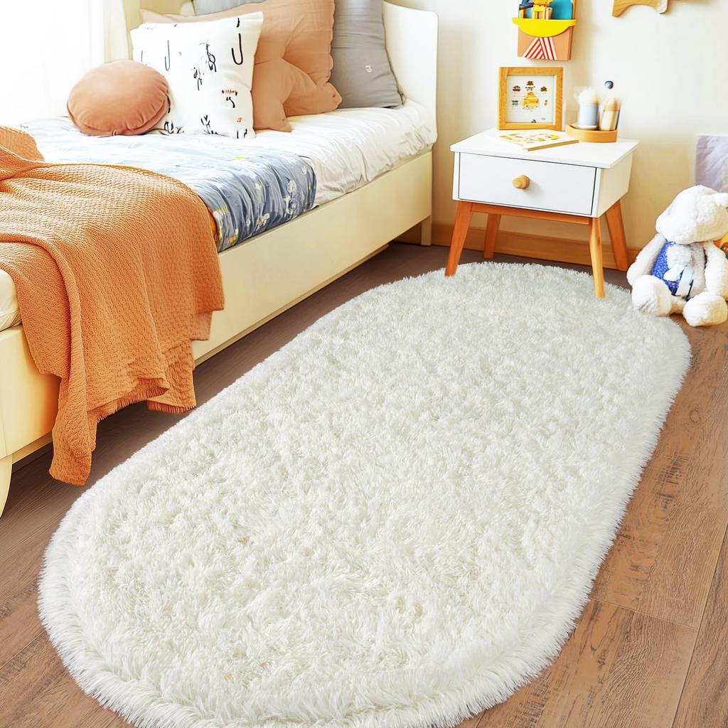 Tie Dye Light Gray Carpet Oval Fluffy Plush Bedside Mat Children's Bedroom Moisture-Proof Mat Living Room Home Decoration Rugs
