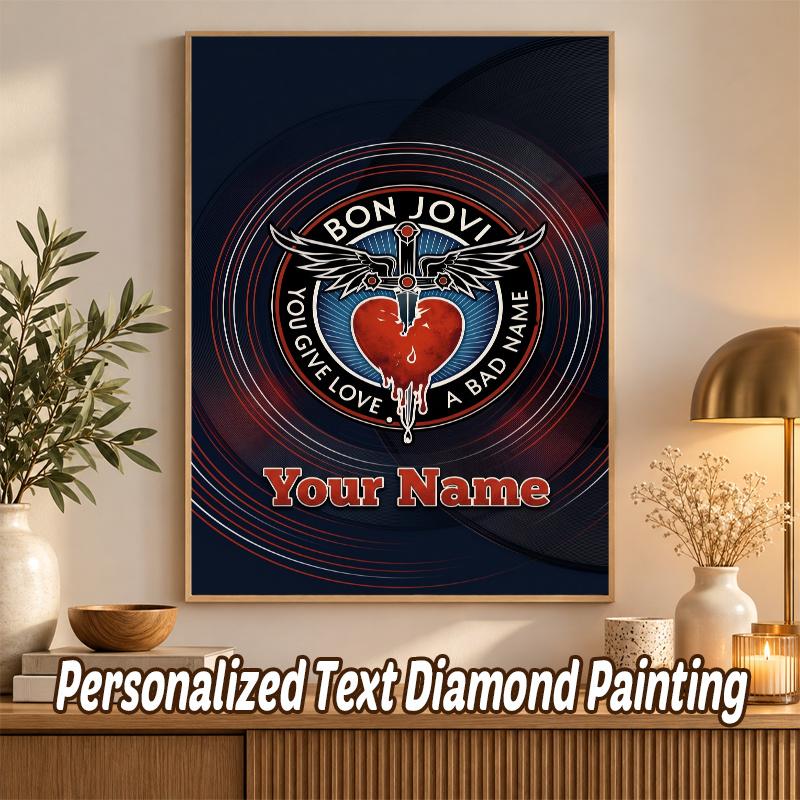 Bon Jovi Custom Name Text 5D Diamond Painting Kit DIY Full Drill Diamond Art Decoration