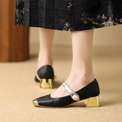 Туфли африканской женщины на золотистом каблуке, блестящие, сексуальные, туфли-лодочки, сандалии с квадратным носком, толстые, бордовые, на шнуровке, для трансвеститов, ретро-цвет