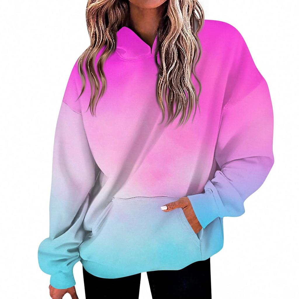 Женская мода Повседневный топ с V-образным вырезом и длинными рукавами с принтом