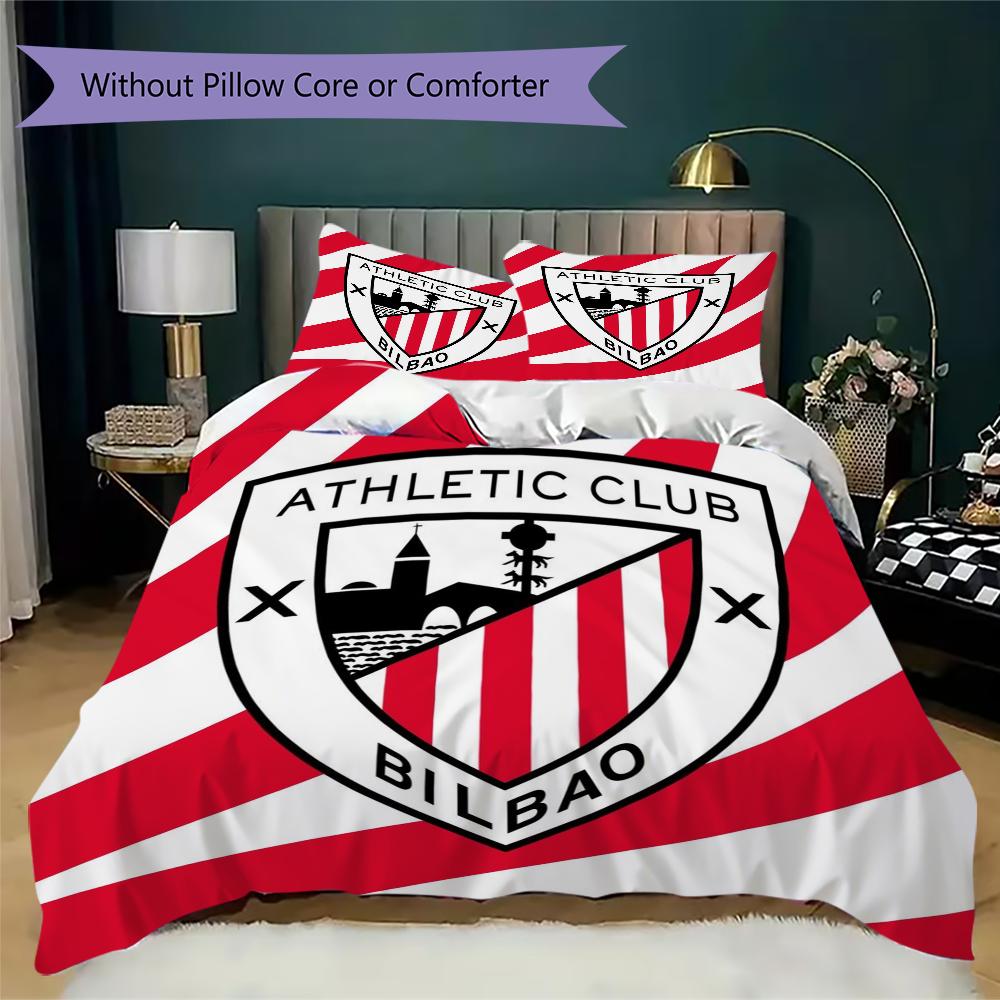 Athletic Club de Bilbao Pattern Bedding uilt Set uilt Cover Pillowcase Home Decoration Birthday Gift (1 * duvet cover + 2 * pillowcase without core)