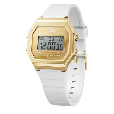 Оригинальные часы Ice-watch, Мужские и женские, 022733, ICE digit, Ретро-металл, Золотые, Зеркальные, Белые, Маленькие, 32 мм, Цифровые